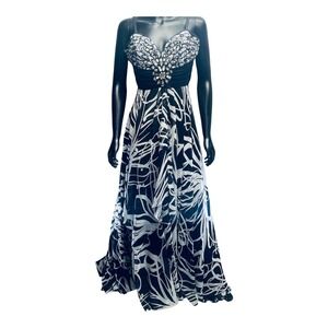 Tony Bowls Evenings TBE11244 Beaded Strapless Pageant Prom Gown Black White 8